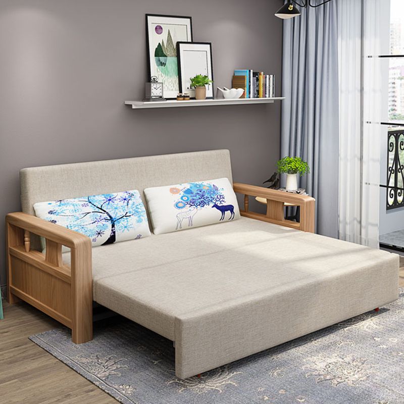 Linen Sleeper Sofa 31.49" Wide Scandinavian Sofa Bed with Upholstered