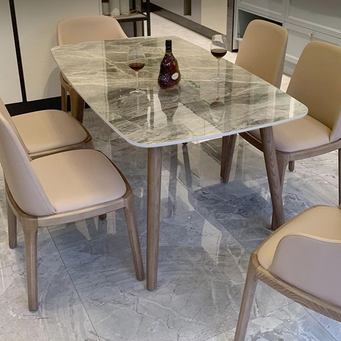 Gray Stone Top Table with Ash Wood Frame Modern Dining Table for Home Clearhalo 'Dining Tables & Seating' 'Dining Tables' 'dining_table' 'furn' 'furn_dining_table' 'Furniture' 'Kitchen & Dining Furniture' 1200x1200_534f1f3b-0fa2-4d3a-92be-ede864821fc3