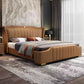 Glam Pine Wood Upholstered Headboard Rectangular Wingback Bed