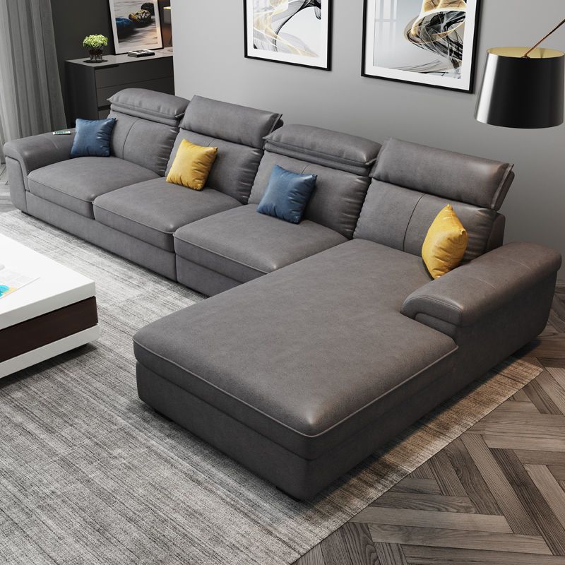 Contemporary Faux Leather Sofa Right Hand Facing Sectional for Apartment Clearhalo 'furn' 'furn_sectionals' 'Furniture' 'furniture_sectionals' 'Living Room Furniture' 'Sectionals' 1200x1200_534f729a-d2e1-420c-a143-379b8f288395