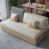 Stain Resistant Faux Leather Modern Armless Bed Sofa Couch in Beige