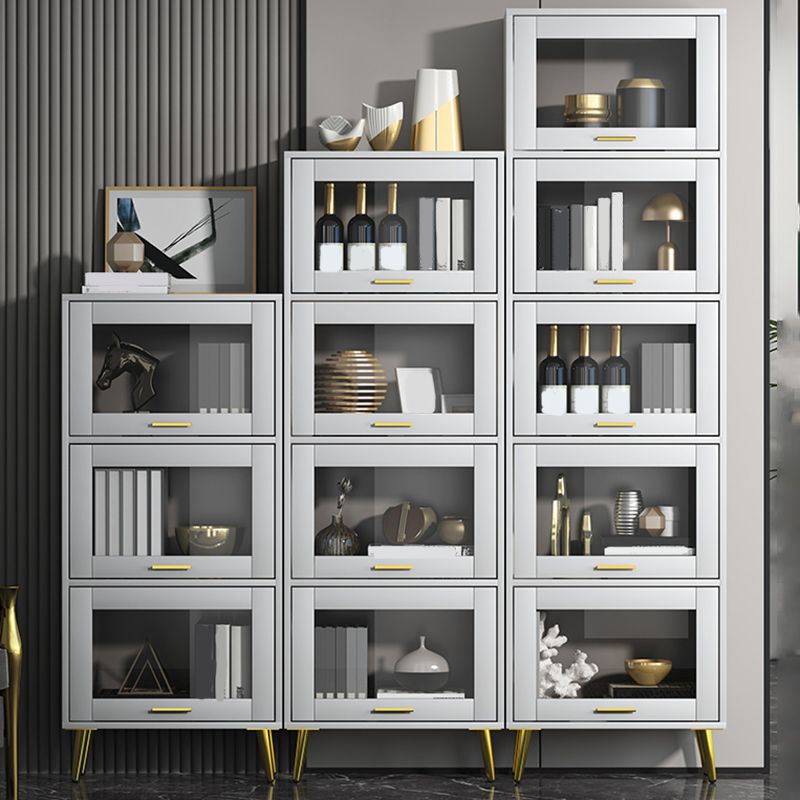 Glam Champagne/White Closed Back Standard Wood Shelf Bookcase for Living Room Clearhalo 'Bookcases' 'furn' 'furn_bookcases' 'Furniture' 'Office Furniture' 1200x1200_5350ec64-fbae-42d0-b8f1-e74781cfe478