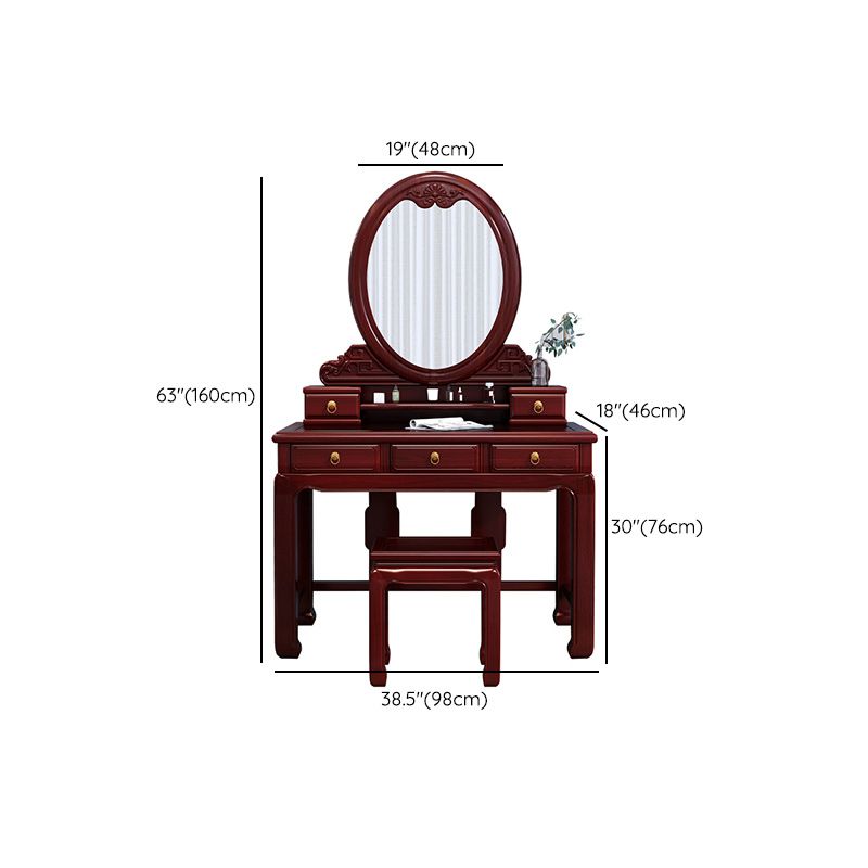 Solid Wood Makeup Vanity with 5 Drawers Traditional Make-up Vanity