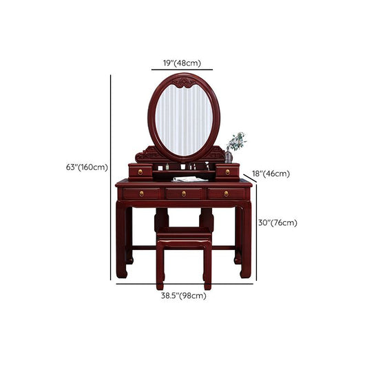 Solid Wood Makeup Vanity with 5 Drawers Traditional Make-up Vanity