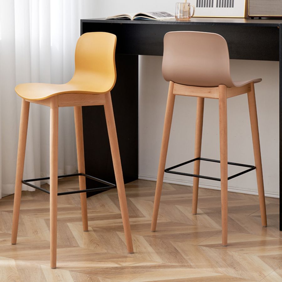 Modern Wood Barstool Simple Low Back Indoor Tall Stool with Plastic Seat Clearhalo 'Bar Furniture' 'Bar Stools' 'bar_stools' 'furn' 'furn_bar_stools' 'Furniture' 'furniture_bar_stools' 'Kitchen & Dining Furniture' 1200x1200_5352b541-286a-4152-bfe9-e26f8b04b5a6