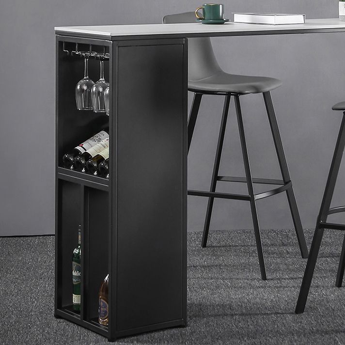 Marble Table with Rectangle Table Top Black Double Pedestal Table- 41.3" H Clearhalo 'Bar Furniture' 'Bar Tables' 'bar_tables' 'furn' 'furn_bar_tables' 'Furniture' 'furniture_bar_tables' 'Kitchen & Dining Furniture' 'kitchen&dining_furn' 'kitchen' 1200x1200_5354d142-4401-4ce7-b4b3-40f023cd5cb7