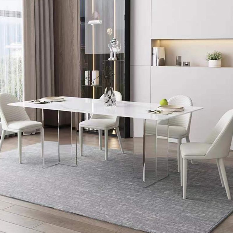 Modern 1/2/5 Pieces Dining Set Rectangle Stone Dining Table for Dining Room Clearhalo 'Dining Room Sets' 'Dining Tables & Seating' 'dining_room_set' 'furn' 'furn_dining_room_set' 'Furniture' 'furniture_dining_room_set' 'Kitchen & Dining Furniture' 1200x1200_5354fdc1-95b9-4ce5-a785-2dd29aff6c2b