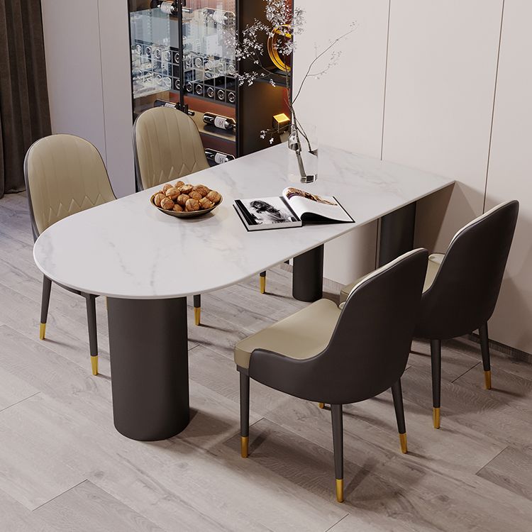 Modern Style Dining Table Sintered Stone Dining Table with Black Frame for Kitchen Clearhalo ' dining_table' 'Dining Tables & Seating' 'Dining Tables' 'furn' 'furn_dining_table' 'Furniture' 'furniture_dining_table' 'Kitchen & Dining Furniture' 'kitchen&dining_furn' 'kitchen' 'kitchen_dining_table' 1200x1200_5358170e-9e43-46ec-bfd1-173d69f1e054