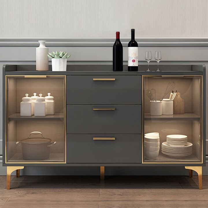 Modern Style Glass Doors Buffet Sideboard Engineered Wood Credenza Clearhalo 'buffet_sideboard' 'Buffets & Sideboards' 'furn' 'furn_buffet_sideboard' 'Furniture' 'Kitchen & Dining Furniture' 1200x1200_535ad612-6761-4425-b93c-901a094fb689