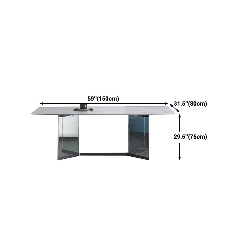 Modern Stone Double Pedestal Dining Table Rectangle White Top Table for Home Clearhalo 'Dining Tables & Seating' 'Dining Tables' 'dining_table' 'furn' 'furn_dining_table' 'Furniture' 'furniture_dining_table' 'Kitchen & Dining Furniture' 'kitchen' 'kitchen_dining_table' 1200x1200_535f3932-bb04-4f9c-90ed-9bbb7f25b263