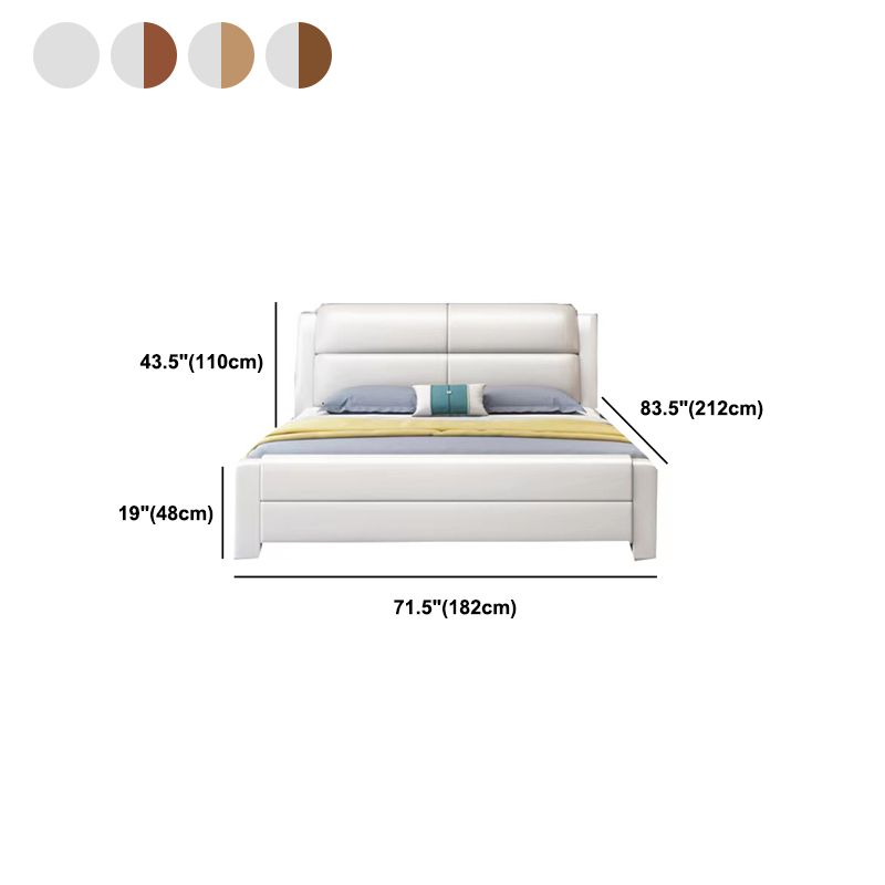 Modern Solid Color Wood Panel Standard Bed, Rectangular Headboard Bed Clearhalo 'Bedroom Furniture' 'Beds' 'furn' 'furn_beds' 'Furniture' 1200x1200_535f74b0-9c76-431b-addd-d2d71a9fe983