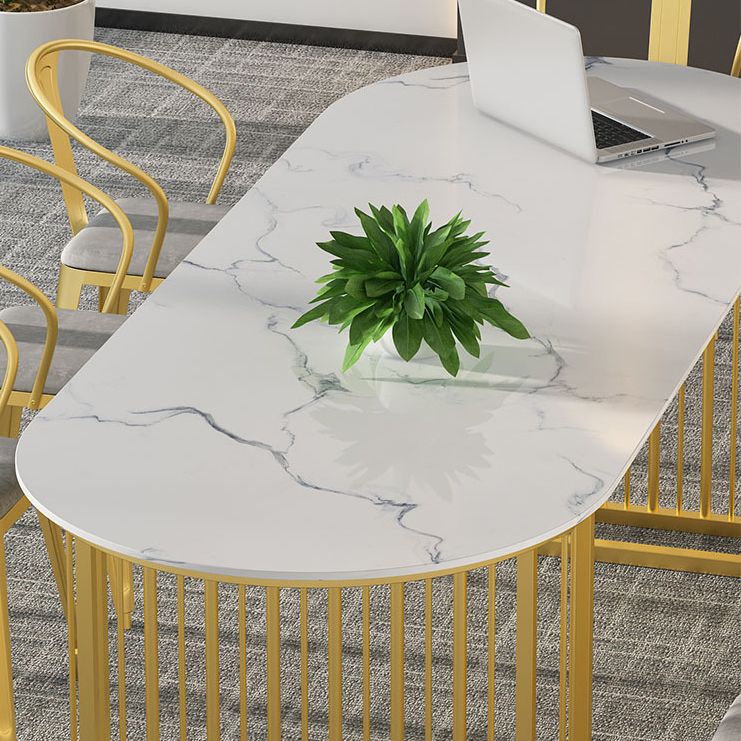 Glam Marble Writing Desk Sled Base Type Office Desk With Metal Legs Clearhalo 'furn' 'furn_office_desk' 'Furniture' 'Office Desks' 'Office Furniture' 'office_desk' 1200x1200_5361fa28-a480-4151-9e32-d40d794b657a