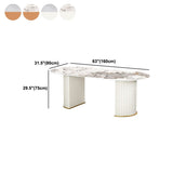 Tavolo da pranzo ovale in pietra sinterizzato tavolo da pranzo moderno con doppio piedistallo