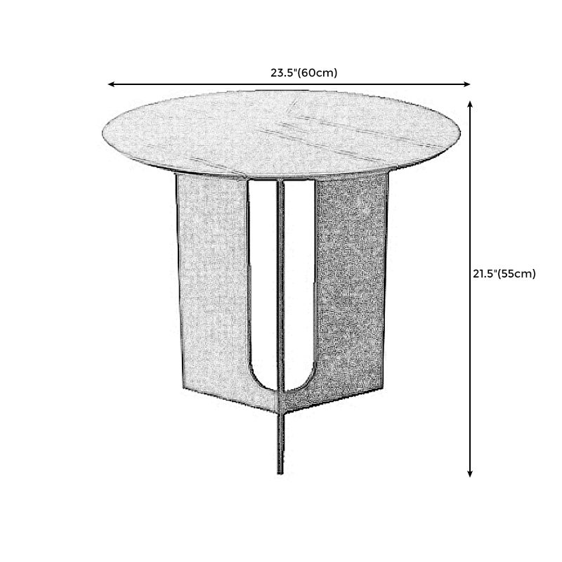 Contemporary Stone Top End Table Stainless Steel Pedestal Sofa Side Table