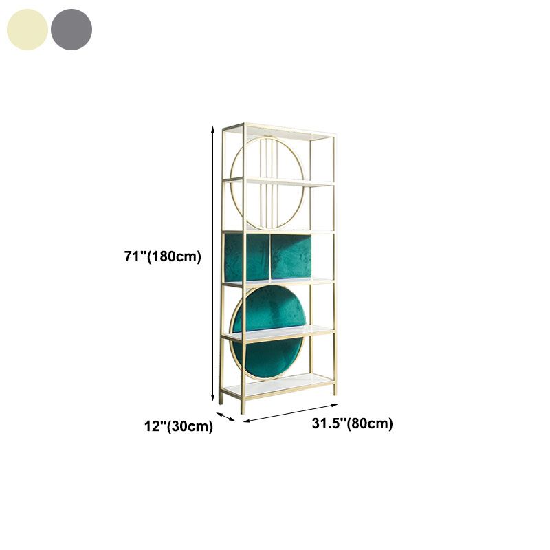 Modern Style Bookcase Gold Metal Open Back Etagere Bookshelf for Home Office