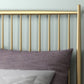 Metal and Wood Standard Bed Rectangular Slat Bed with Headboard