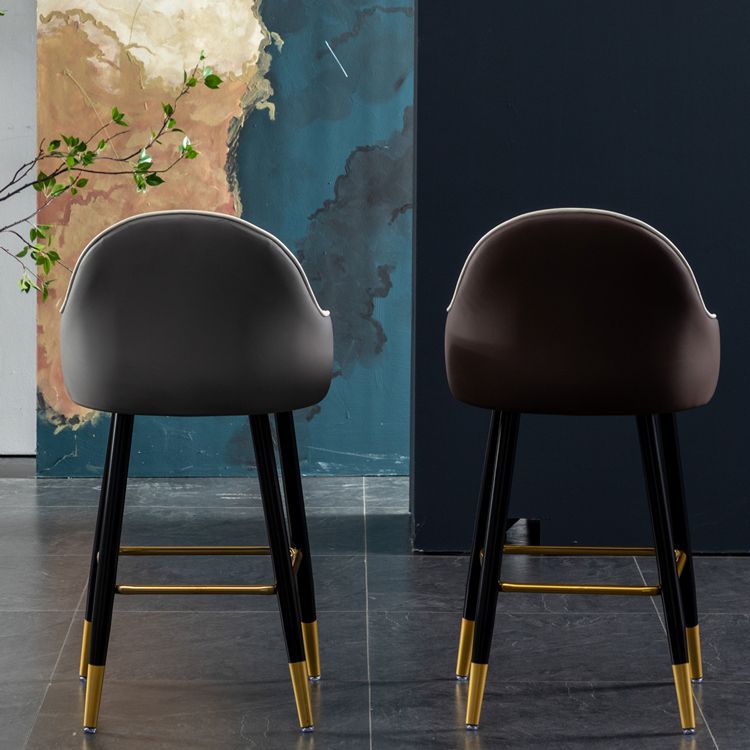 Contemporary Metal Leather Bar Stools Indoor Barstool with Footrest and Low Back Clearhalo 'Bar Furniture' 'Bar Stools' 'bar_stools' 'furn' 'furn_bar_stools' 'furniture_bar_stools' 'Kitchen & Dining Furniture' 'kitchen&dining_furn' 'kitchen' 'kitchen_furn' Furniture' 1200x1200_5365361e-9c6a-4fc4-8947-b2985ed00629