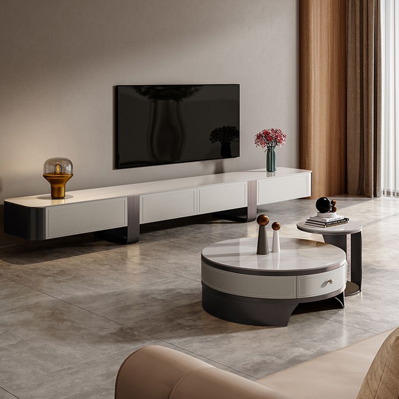 Glam Stone Media Console 4 Drawers TV Stand Console with Metal Legs Clearhalo 'furn' 'furn_tv_stands_entertainment_centers' 'Furniture' 'Living Room Furniture' 'TV Stands & Entertainment Centers' 'TV Stands & Media Storage Furniture' 'tv_stands_entertainment_centers' 1200x1200_5365646d-03af-4e2a-8e15-39421ac7082c