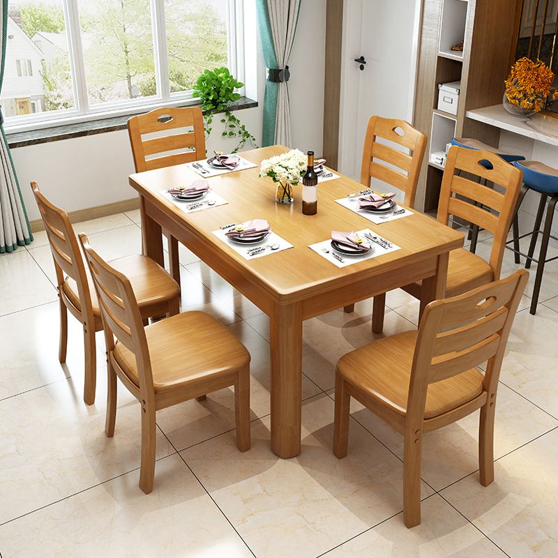 Modern Standard Height Furniture 7 Pcs Solid Wood Rectangle Dinette Table with Chair Clearhalo 'Dining Room Sets' 'Dining Tables & Seating' 'dining_room_set' 'furn' 'furn_dining_room_set' 'Furniture' 'Kitchen & Dining Furniture' 1200x1200_5366c1fb-3766-43e9-a573-04e76f1dcbad