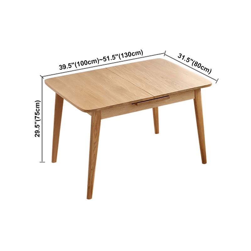 Extendable Rectangle Dining Table Modern Adjustable Oak Wood Table with 4 Legs for restaurant Clearhalo ' dining_table' 'Dining Tables & Seating' 'Dining Tables' 'furn' 'furn_dining_table' 'Furniture' 'furniture_dining_table' 'Kitchen & Dining Furniture' 'kitchen&dining_furn' 'kitchen' 'kitchen_dining_table' 1200x1200_53692449-5145-4a09-a617-05a41beb6a05