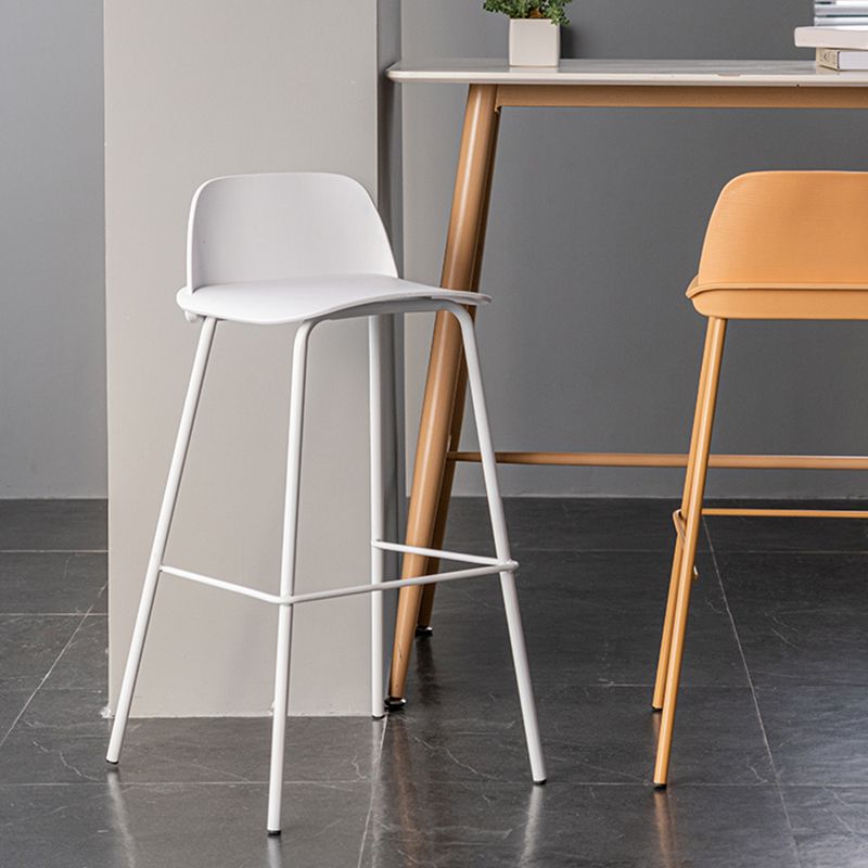 Rectangular Modern Plastic Bar Stool Backrest Footrest Counter Stool with Iron Legs Clearhalo 'Bar Furniture' 'Bar Stools' 'bar_stools' 'furn' 'furn_bar_stools' 'furniture_bar_stools' 'Kitchen & Dining Furniture' 'kitchen&dining_furn' 'kitchen' 'kitchen_furn' Furniture' 1200x1200_5369e144-99ab-4ae5-8b35-6cf31cda4441