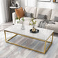Mesa de centro rectangular Glam con tapa de mármol blanco y estructura de hierro
