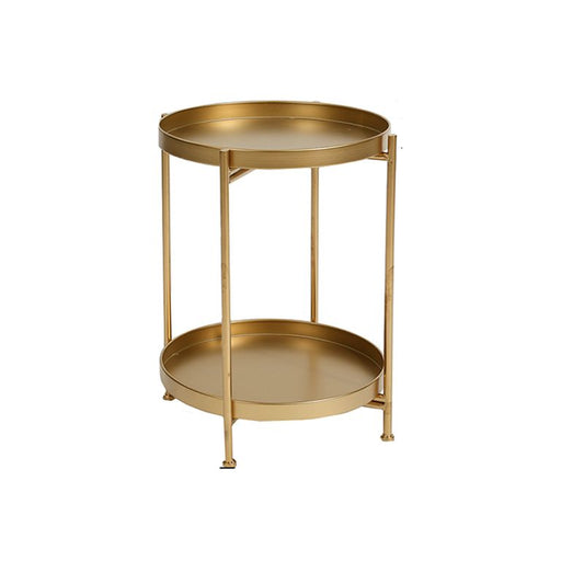 Mid-Century Metal X-base Side End Table Round Tray Top Side Table