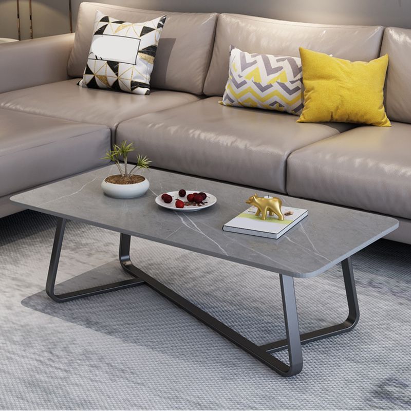 Glam Stop Top Coffee Table with Iron Cross Legs for Living Room Clearhalo 'Coffee & Accent Tables' 'Coffee Tables' 'coffee_tables' 'furn' 'furn_coffee_tables' 'Furniture' 'Living Room Furniture' 1200x1200_536cb209-8416-4451-842a-78d7cbfbfe1a