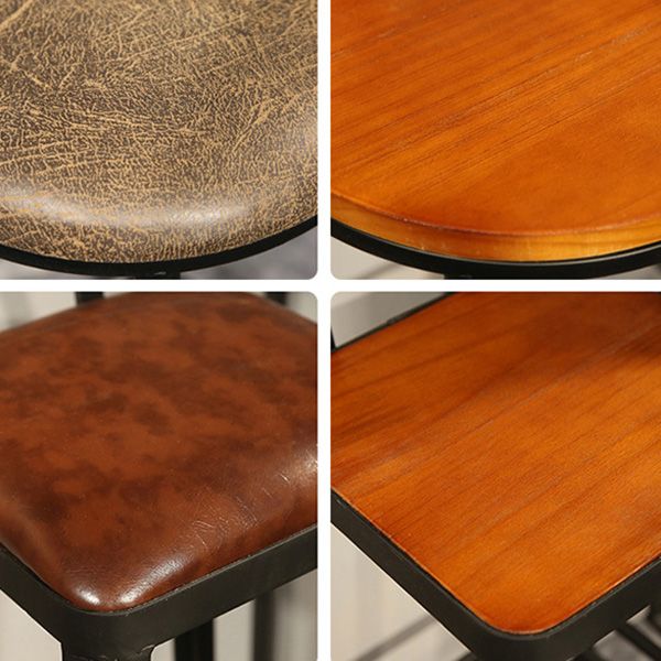 Taburetes de bar de madera contemporáneos, taburete de bar sin brazos con patas de metal