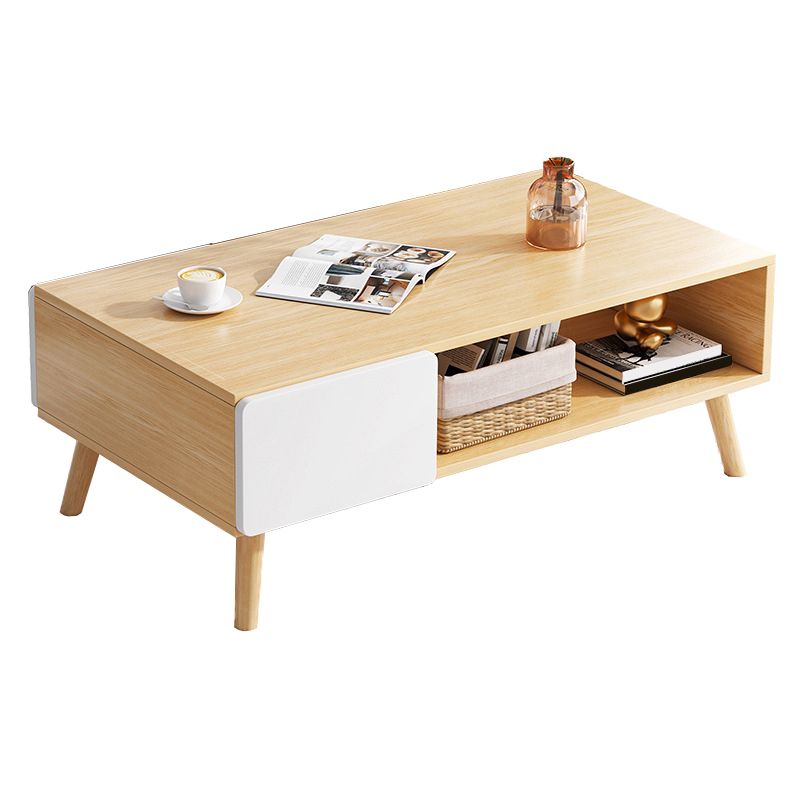 Wood Coffee Table Modern Single Coffee Table with with Storage Drawers Clearhalo 'Coffee & Accent Tables' 'Coffee Tables' 'coffee_tables' 'furn' 'furn_coffee_tables' 'Furniture' 'Living Room Furniture' 1200x1200_536df264-1f30-45a5-9602-0cfb35d9fb62
