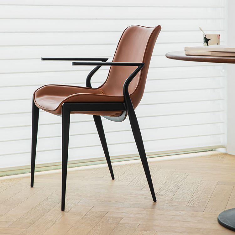 Silla de brazo de estilo industrial sillón de comedor de cuero por falso para sala de estar