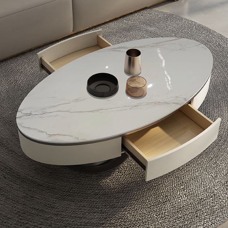 Oval White Coffee Table Slate Coffee Table with Storage Drawers Clearhalo 'Coffee & Accent Tables' 'Coffee Tables' 'coffee_tables' 'furn' 'furn_coffee_tables' 'Furniture' 'Living Room Furniture' 1200x1200_536f970b-bf4a-455c-879e-decb85bc5979