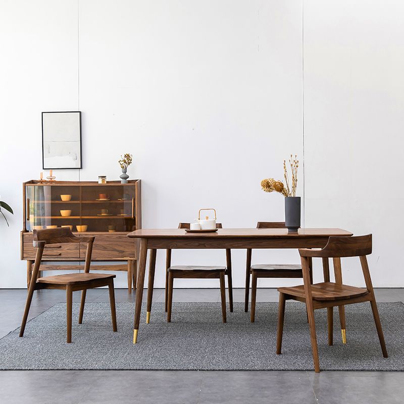 Luxury Style Black Walnut Dining Table 4 Legs Base Rectangle Table for Home Clearhalo ' dining_table' 'Dining Tables & Seating' 'Dining Tables' 'furn' 'furn_dining_table' 'Furniture' 'furniture_dining_table' 'Kitchen & Dining Furniture' 'kitchen&dining_furn' 'kitchen' 'kitchen_dining_table' 1200x1200_5371e390-2d03-42ca-8c20-d8f1461dda79