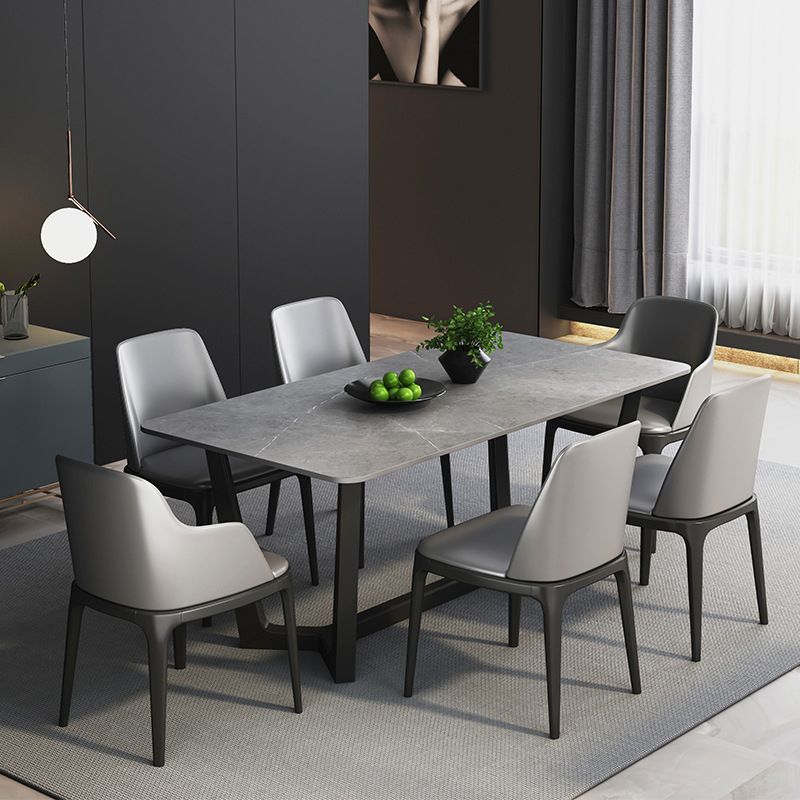 Grey Designer 1/2/5/6/7 Pieces Dining Table Set Rectangle Stone Dinette Set Clearhalo 'Dining Room Sets' 'Dining Tables & Seating' 'dining_room_set' 'furn' 'furn_dining_room_set' 'Furniture' 'Kitchen & Dining Furniture' 1200x1200_537372d3-4c19-4bc7-b026-da13eda584a6