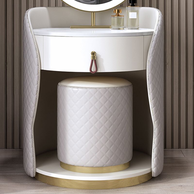 Mesa de tocador de madera y metal Taburada de tocador de cuero sintético