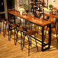 Wood Bar Dining Table Industrial Bar Dining Table with Black Trestle Base Clearhalo 'Bar Furniture' 'Bar Tables' 'bar_tables' 'furn' 'furn_bar_tables' 'Furniture' 'furniture_bar_tables' 'Kitchen & Dining Furniture' 1200x1200_5375aaa5-ad0c-416d-b9eb-f8c1bbe4825e