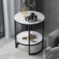 Metal Frame Side End Table Round Stone Top Side Table with Shelf Clearhalo 'Coffee & Accent Tables' 'End & Side Tables' 'end_side_tables' 'furn' 'furn_end_side_tables' 'Furniture' 'Living Room Furniture' 1200x1200_5375cf2a-d54d-4cab-b82b-d5328dd0f7d3