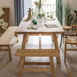 Natural Solid Wood Dining Room Table Contemporary Dinner Room Kitchen Table