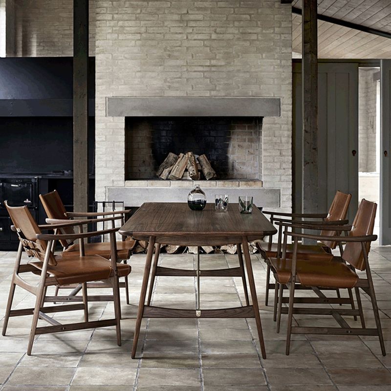 Mid-century Modern Real Aniline Leather Chair with Square Arms and 4 Legs