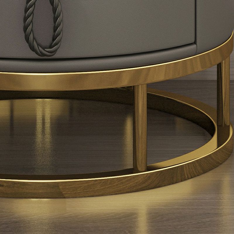 Glam Stone Top Nightstand 20 inch H 2-Drawer Faux Leather Night Table