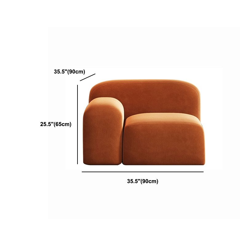 Sofá de brazo redondo Sofá estándar de lana contemporánea en acabado naranja
