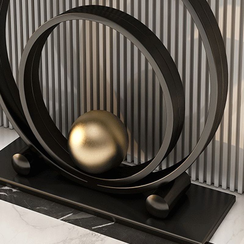 Mesa de acento top rectángulo de estilo glamour con tapa de piedra e base de irone para hall