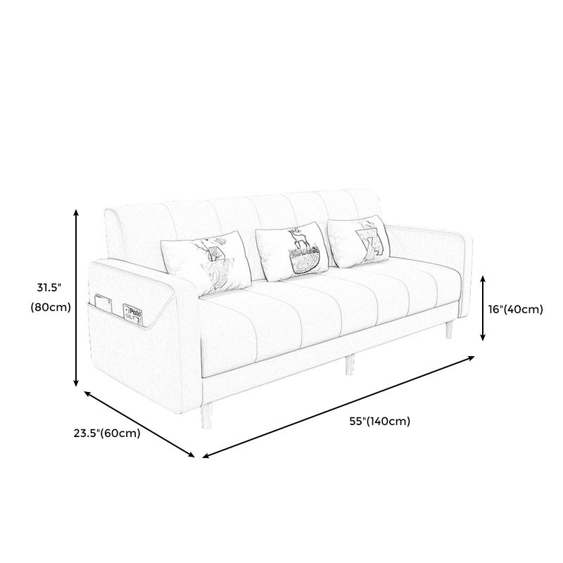 Modern Square Arm 23.62" W Convertible Sleeper Sofa with Cotton Blend for Living Room Clearhalo 'furn' 'furn_sofas' 'Furniture' 'furniture_sofas' 'kitchen' 'kitchen_sofas' 'Living Room Furniture' 'Sofa' 'sofas' 1200x1200_53794392-a82f-46f7-a49e-79abda42d35e