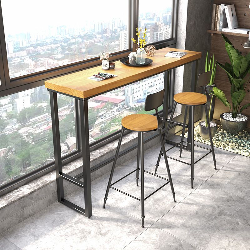 Industrial Rectangle Bar Table Solid Wood Top Bar Table with Trestle Base Clearhalo 'Bar Furniture' 'Bar Tables' 'bar_tables' 'furn' 'furn_bar_tables' 'Furniture' 'Kitchen & Dining Furniture' 1200x1200_53798ea2-1c3c-45b8-9318-2ddefbba9ac0