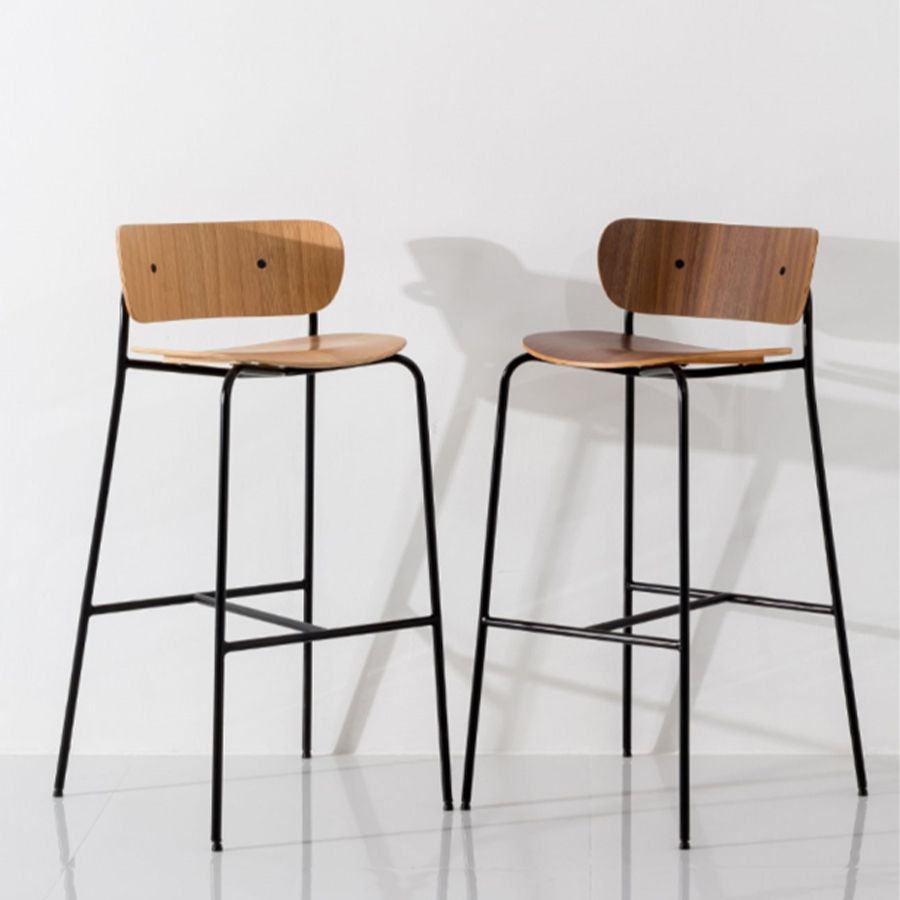 Modern Style Low Back Bar-stool Wooden Bar Stool with Metal Legs Clearhalo 'Bar Furniture' 'Bar Stools' 'bar_stools' 'furn' 'furn_bar_stools' 'Furniture' 'furniture_bar_stools' 'Kitchen & Dining Furniture' 1200x1200_537a2c07-6394-4491-8886-2c94ff1410cd