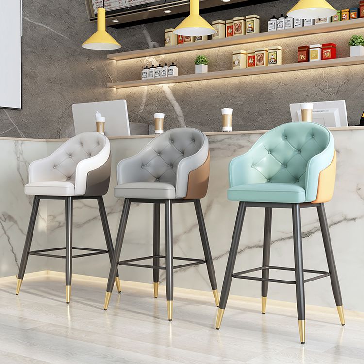 Glam Restaurant Leather Stool Matte Finish Footrest Armed Barstool Clearhalo 'Bar Furniture' 'Bar Stools' 'bar_stools' 'furn' 'furn_bar_stools' 'Furniture' 'furniture_bar_stools' 'Kitchen & Dining Furniture' 1200x1200_537aa350-caee-49d0-9a3b-8506e546b3e2