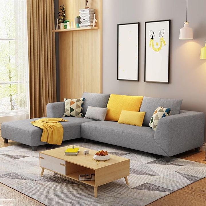 70"W Scandinavian Sectional Sofa Grey Pillowed Back Cushions Sectional Clearhalo 'furn' 'furn_sectionals' 'Furniture' 'Living Room Furniture' 'Sectionals' 1200x1200_537afc72-fc33-487a-a6ff-11bfacade6fe