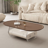 Tavolino ellittico marrone 15,7 "H 1 tavolino da cocktail con gambe acriliche