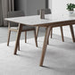 Table de salle à manger en pierre frittée de table rectangulaire moderne avec pieds en bois