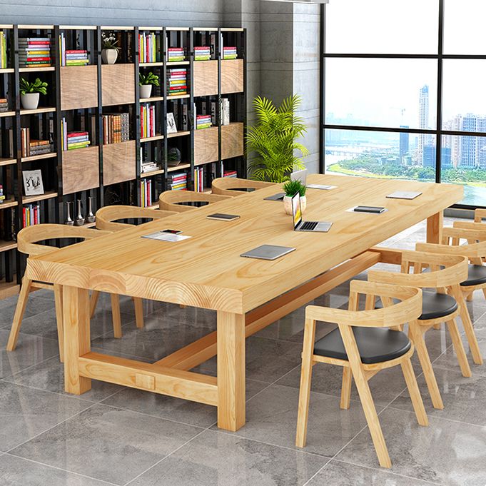 Modern Rectangle Office Table Solid Wood Trestle Base Meeting Desk Clearhalo 'furn' 'furn_office_desk' 'Furniture' 'Office Desks' 'Office Furniture' 'office_desk' 1200x1200_537d6358-5230-45eb-9d80-57c4c32f257d